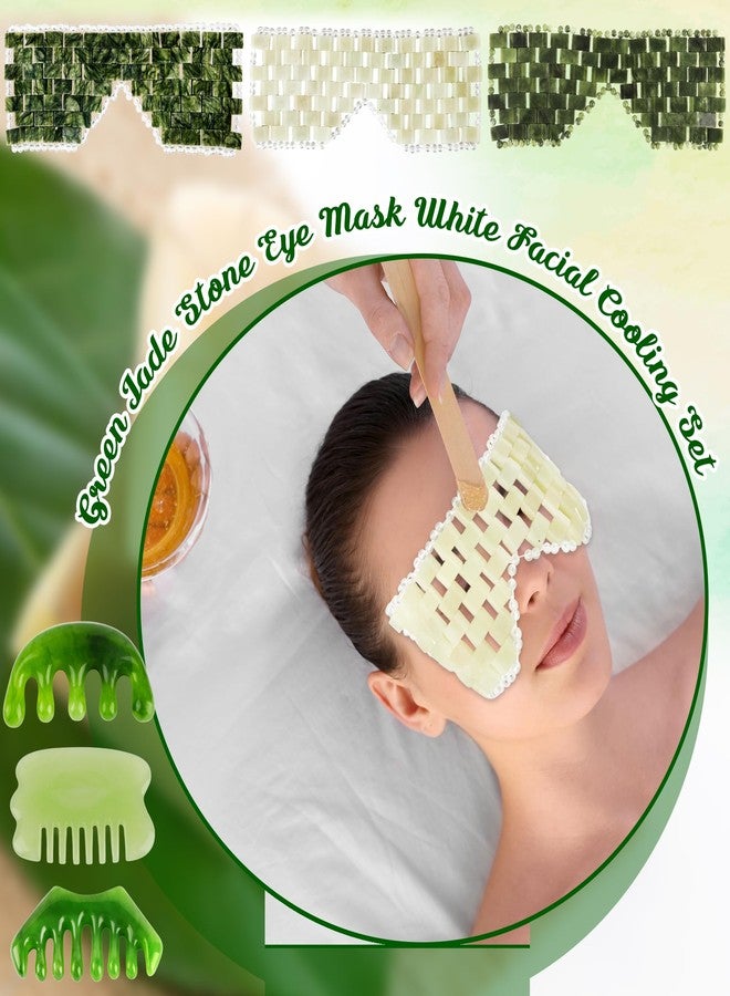 Flahard 3 Pcs Jade Eye Mask Green Jade Stone Eye Mask and 3 Pcs Hair Guasha Scalp Comb Set for Facials Cooling Mask for Alleviate Puffiness Face Facial Eyes Sleeping Mask Relief Eye Cover - Image 4
